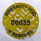 10,000 Tamper-Evident Yellow Non Residue Security Labels TamperGuard® Seal Sticker, Round/ Circle 0.75" diameter (19mm). Printed: Warranty Void if Removed + Serialized