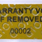 250 Tamper-Evident Yellow Non Residue Security Labels TamperGuard® Seal Sticker, Rectangle 1.5" x 0.6" (38mm x 15mm). Printed: Warranty Void if Removed + Serialized