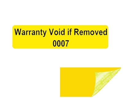 1,000 Tamper Evident Yellow Non Residue Security Labels TamperGuard® Seal Sticker, Rectangle 2" x .5" (51mm x 13mm). Printed: Warranty Void if Removed + Serialized