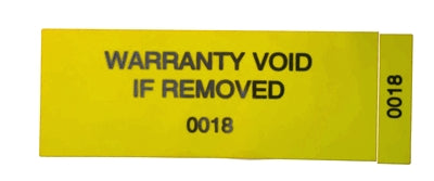 500 Tamper-Evident Yellow Non Residue Security Labels TamperGuard® Seal Sticker, Rectangle 2.75" x 1" (70mm x 25mm). Printed: Warranty Void if Removed + Serialized
