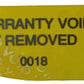500 Tamper-Evident Yellow Non Residue Security Labels TamperGuard® Seal Sticker, Rectangle 2.75" x 1" (70mm x 25mm). Printed: Warranty Void if Removed + Serialized