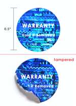 500 Blue Tamper Evident Holographic Security Round Label Seal Sticker TamperMax®, Circle 0.5" diameter (13mm). Printed: Warranty Void if Removed + Serialization
