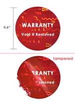 500 Red Tamper Evident Holographic Security Label Seal Sticker TamperMax®, Round/ Circle 0.625" diameter (16mm). Printed: Warranty Void if Removed + Serialization