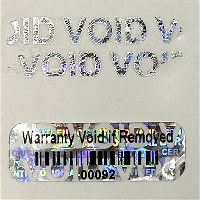 1,000 Silver Tamper Evident Holographic Silver Bright Security Label Seal Sticker TamperMax®, Rectangle 0.75" x 0.25" (19mm x 6mm). Printed: Warranty Void if Removed + Serialization.