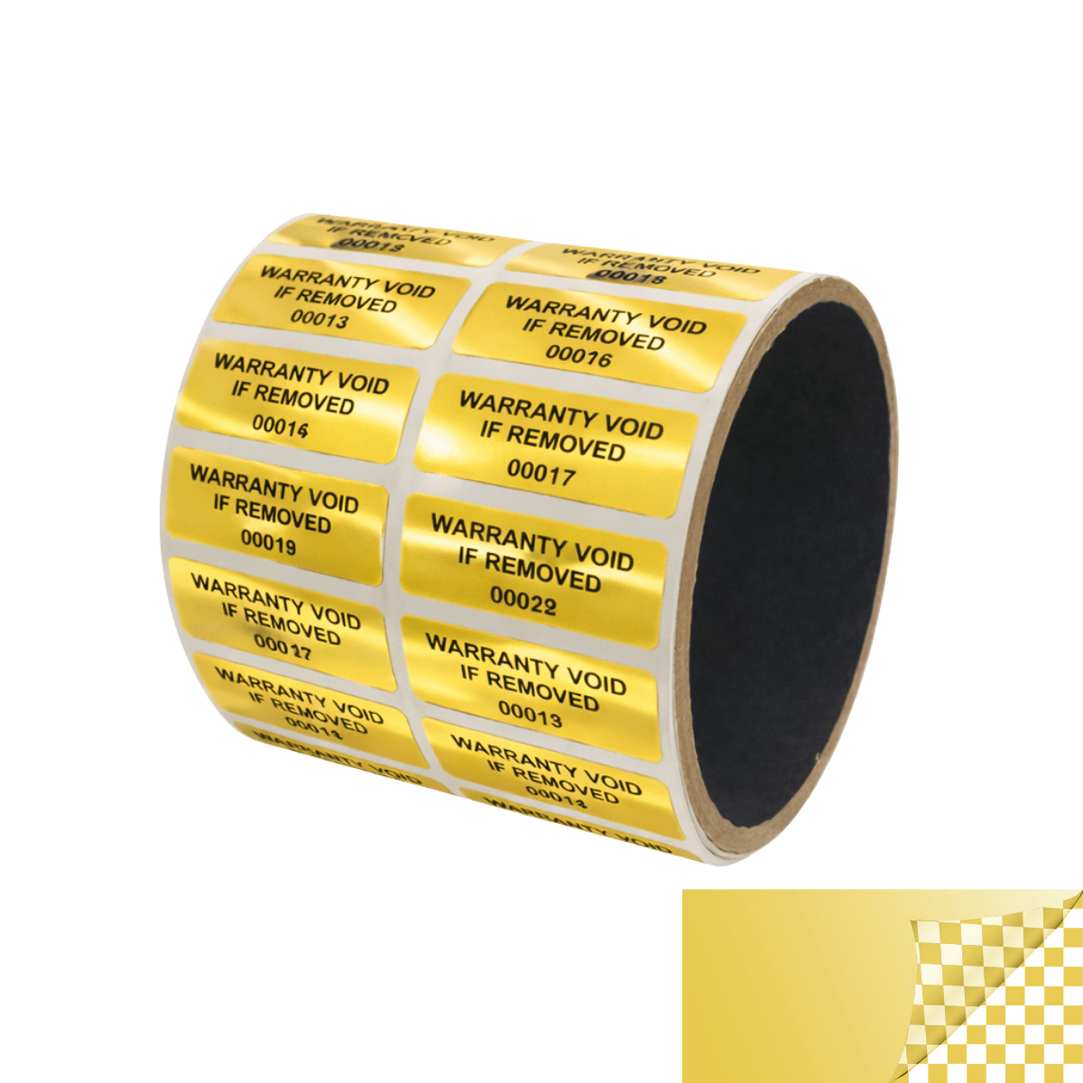 250 TamperVoidPro¬Æ Gold Tamper Evident Security Labels Seal Sticker, Rectangle 1.5" x 0.6" (38mm x 15mm). Printed: Warranty Void if Label Removed.