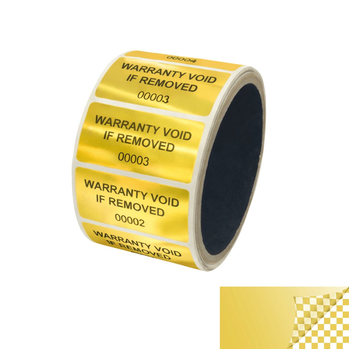 5,000 TamperVoidPro® Gold Tamper Evident Security Labels Seal Sticker, Rectangle 2" x 1" (51mm x 25mm). Printed: Warranty Void if Removed.