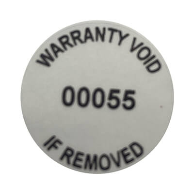1,000 TamperVoidPro® Metallic Silver Matte Tamper Evident Security Labels Seal Sticker, Round/ Circle 0.625" diameter (16mm). Printed: Warranty Void if Removed + Serialization