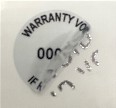 500 Silver Matte TamperVoidPro Metallic Tamper Evident Security Labels Seal Sticker, Round/ Circle 0.75" diameter (19mm). Printed: Warranty Void if Label Removed + Serial Number.