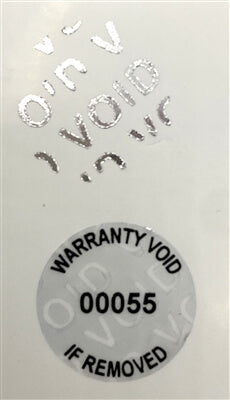 500 Silver Matte TamperVoidPro Metallic Tamper Evident Security Labels Seal Sticker, Round/ Circle 0.75" diameter (19mm). Printed: Warranty Void if Label Removed + Serial Number.