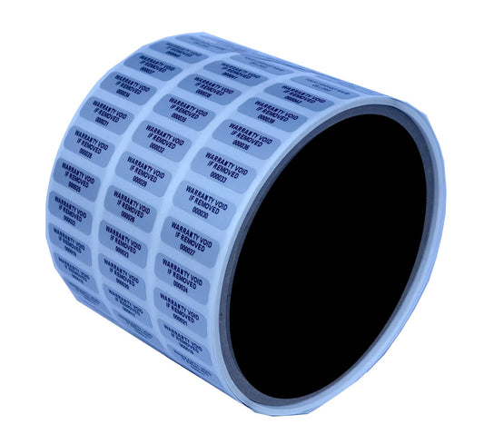 250 Silver Matte TamperVoidPro Metallic Tamper Evident Security Labels Seal Sticker, Rectangle 0.75" x 0.25" (19mm x 6mm). Printed: Warranty Void if Label Removed + Serial Number.