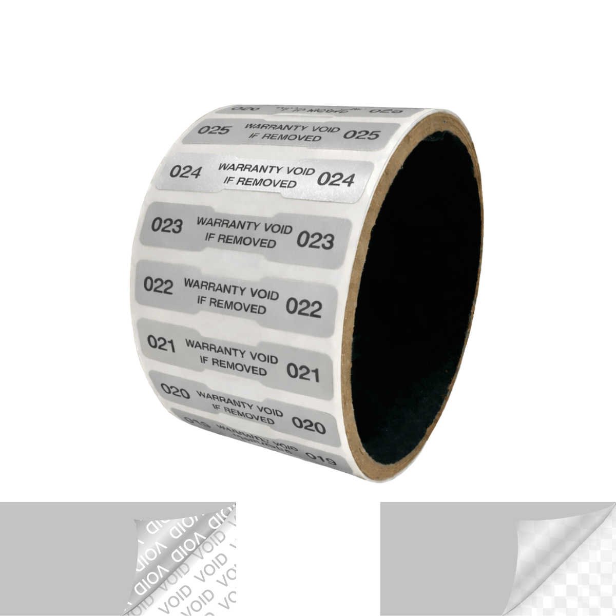 5,000 TamperVoidPro® Tamper Evident Security Labels Seal Sticker, Dogbone Shape Size 1.75" x 0.375 (44mm x 9mm). Printed: Warranty Void if Label Removed + Serialization.
