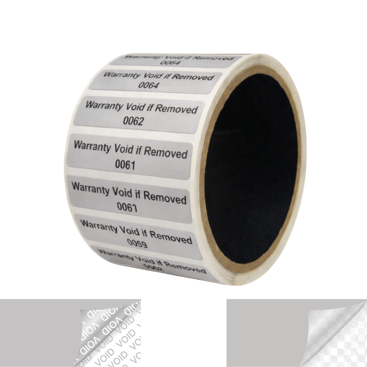 500 TamperVoidPro® Tamper Evident Security Labels Seal Sticker, Rectangle 2" x 0.5" (51mm x 13mm). Printed: Warranty Void if Label Removed + Serialization.
