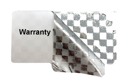 5,000 TamperVoidPro® Metallic Silver Matte Tamper Evident Security Labels Seal Sticker, Rectangle 2" x 1" (51mm x 25mm). Printed: Warranty Void if Label Removed + Serial Number.