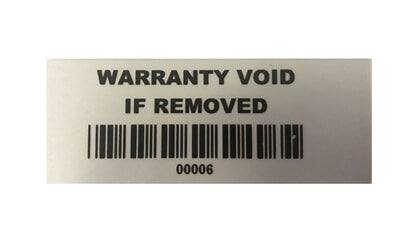 250 TamperVoidPro® Metallic Silver Matte Tamper Evident Security Labels Seal Sticker, Rectangle 2.75" x 1" (70mm x 25mm). Printed: Warranty Void if Label Removed + Serial Number.
