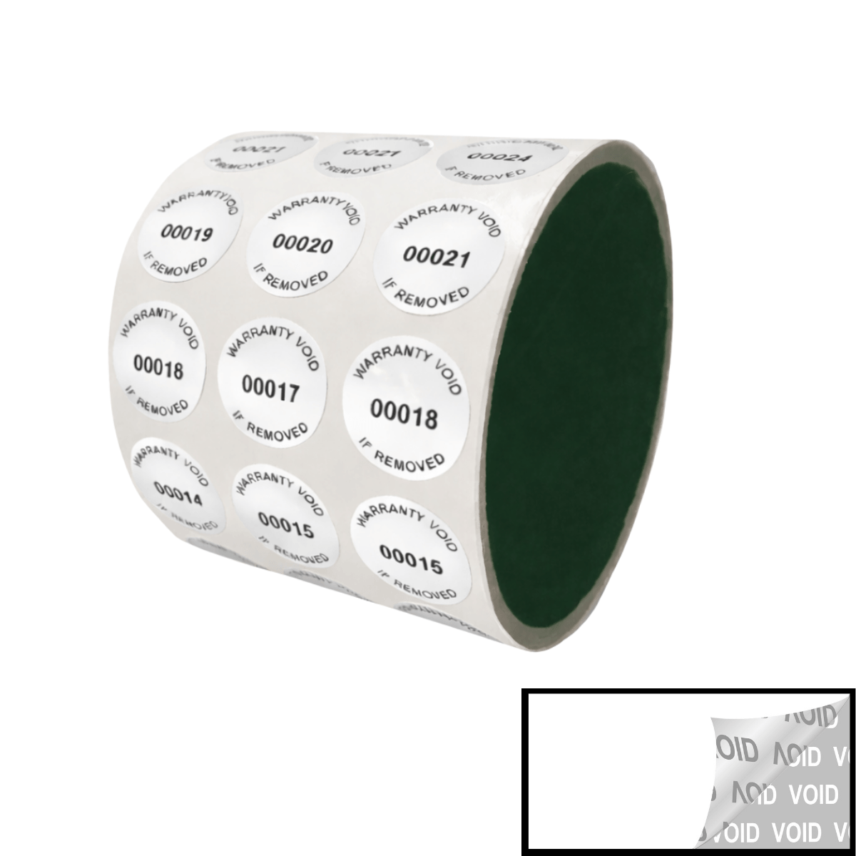 5,000 TamperVoidPro® White Tamper Evident Security Labels Seal Sticker, Round/ Circle 0.75" diameter (19mm). Printed: Warranty Void if Label Removed.