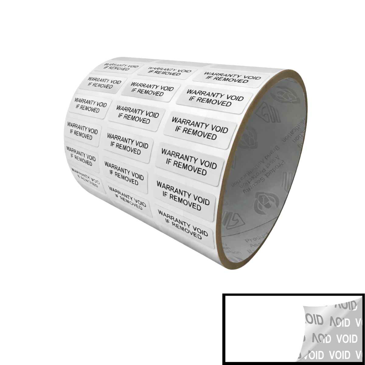 10,000 TamperVoidPro¬Æ White Tamper Evident Security Labels Seal Sticker, Rectangle 1" x 0.375" (25mm x 9mm). Printed: Warranty Void if Removed + Serialization.
