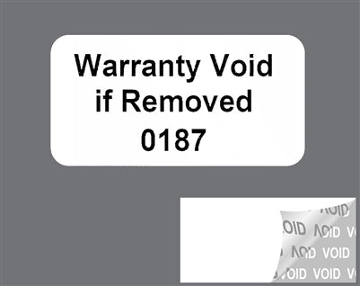 250 White TamperVoidPro Tamper Evident Security Labels Seal Sticker, Rectangle 1" x 0.5" (25mm x 13mm). Printed: Warranty Void if Removed + Serialization.