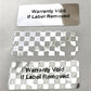 250 TamperVoid® Metallic Silver Chrome Tamper Evident Security Labels Seal Sticker, Rectangle 1.5" x 0.6" (38mm x 15mm). Printed: Warranty Void if Removed.