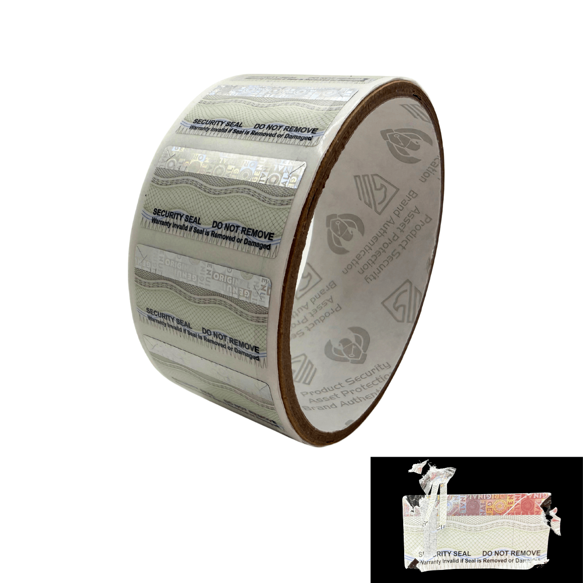 500 Semi Destructible Security Label with Holographic Stripe 1.3" x 0.7" (34mm x 18mm)