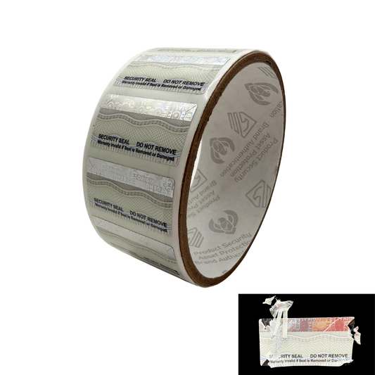 5,000 Semi Destructible Security Label with Holographic Stripe 1.3" x 0.7" (34mm x 18mm)