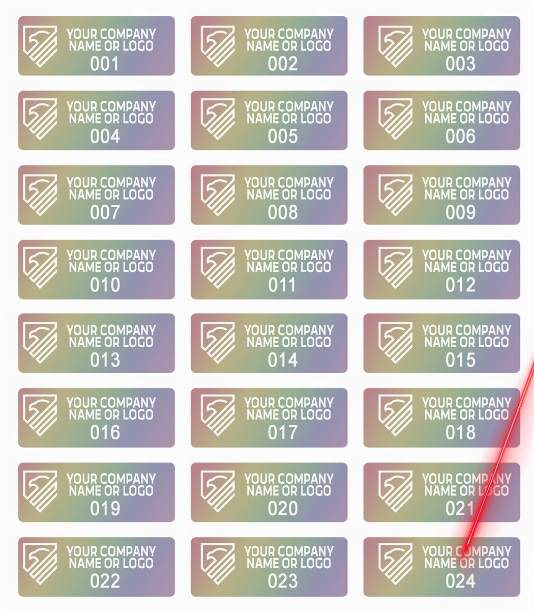 5,000 Rainbow TamperColor® Tamper Evident Security Label Seal Sticker, Size 1" x 0.375" (25mm x 9mm).Demetalized Laser Customization. >Click on item details to customize it.