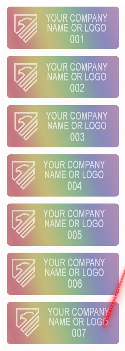 5,000 Rainbow TamperColor® Tamper Evident Security Label Seal Sticker, size: 2" x 0.75" (51mm x 19mm).Demetalized Laser Customization. >Click on item details to customize it.