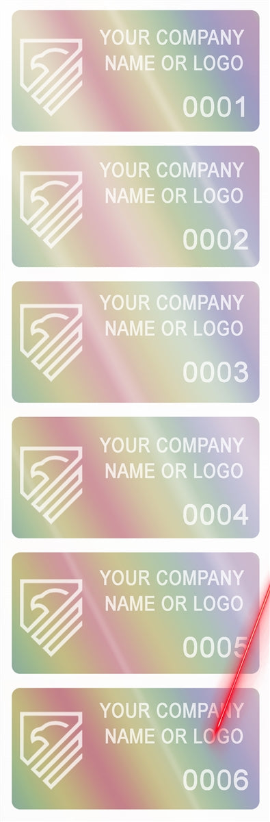 5,000 Rainbow TamperColor® Tamper Evident Security Label Seal Sticker, size: 2" x 1" (51mm x 25mm).Demetalized Laser Customization. >Click on item details to customize it.