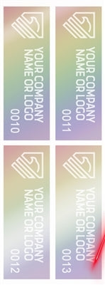 5,000 Holographic Rainbow TamperGuard® Tamper Evident Security Label Seal Sticker Non Residue, Rectangle 2.75" x 1" (70mm x 25mm). Demetalized Laser Customization. >Click on item details to customize it.