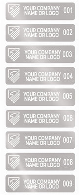 5,000 Silver Matte TamperGuard® Tamper Evident Security Label Seal Sticker Non Residue, Rectangle 2" x 0.5" (51mm x 13mm). Demetalized Laser Customization. >Click on item details to customize it.