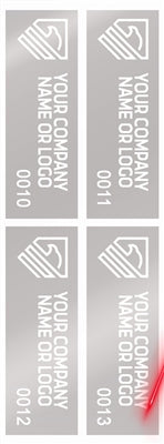 5,000 Silver Matte TamperGuard® Tamper-Evident Security Label Seal Sticker Non Residue, Rectangle 2.75" x 1" (70mm x 25mm). Demetalized Laser Customization. >Click on item details to customize it.