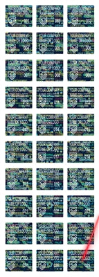 5,000 Tamper Evident Holographic Bright Black Security Label Seal Sticker, Rectangle .75" x 0.6" (19mm x 15mm). Demetalized Laser Customization. >Click on item details to customize it.