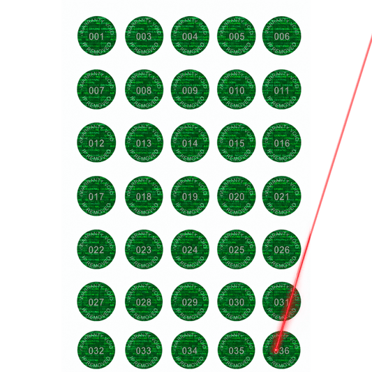 5,000 Tamper Evident Holographic Bright Green Security Round Label Seal Sticker, Round/ Circle 0.5" diameter (13mm). Demetalized Laser Customization. >Click on item details to customize it.
