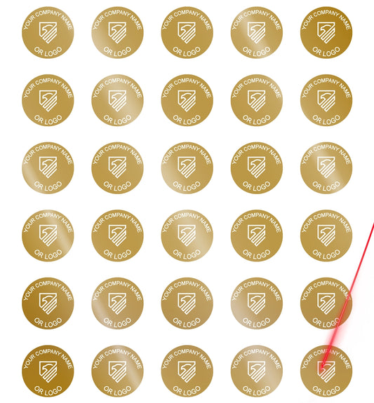 5,000 Gold TamperVoidPro Tamper Evident Security Labels Seal Sticker, Round/ Circle 0.5" diameter (13mm). Demetalized Laser Customization. >Click on item details to customize it.
