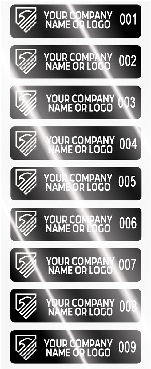 5,000 Silver Bright TamperVoidPro Tamper Evident Security Labels Seal Sticker, Rectangle 2" x 0.5" (51mm x 13mm). Demetalized Laser Customization. >Click on item details to customize it.