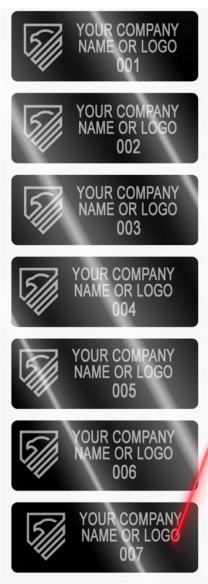 5,000 Silver Bright TamperVoidPro Metallic Tamper Evident Security Labels Seal Sticker, Rectangle 2" x 0.75" (51mm x 19mm). Demetalized Laser Customization. >Click on item details to customize it.