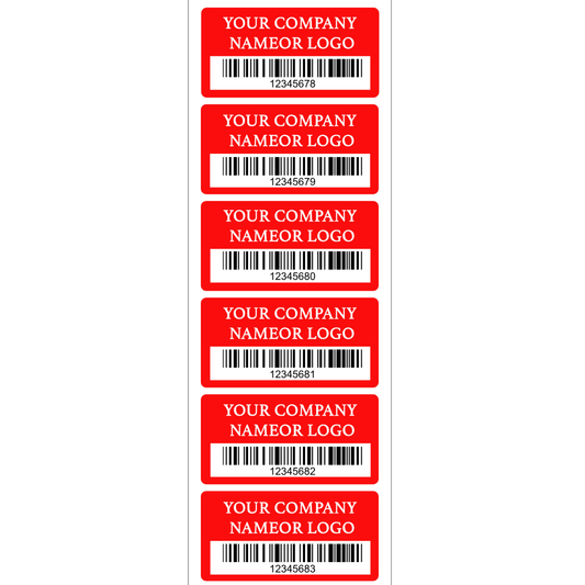 10,000 Custom Printed Two Colors Asset Identification Tags 2" x 1" (51mm x 25mm) >Click on item details to customize.