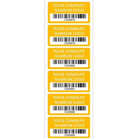 2,000 Custom Printed Two Colors Asset Identification Tags 2" x 1" (51mm x 25mm) >Click on item details to customize.