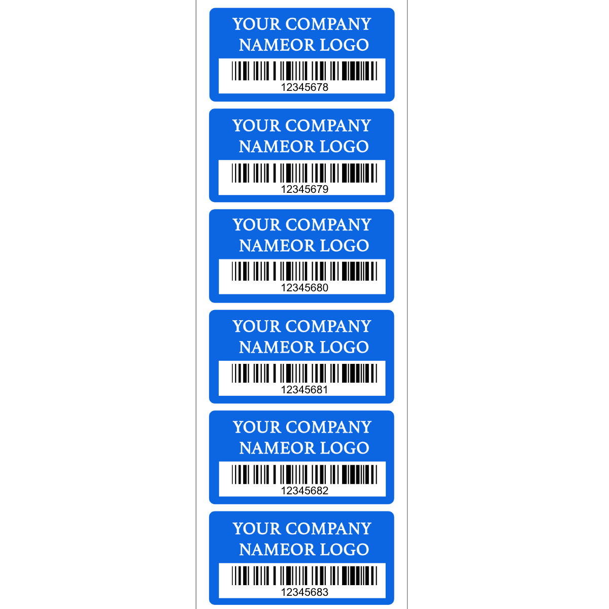 10,000 Custom Printed Two Colors Asset Identification Tags 2" x 1" (51mm x 25mm) >Click on item details to customize.
