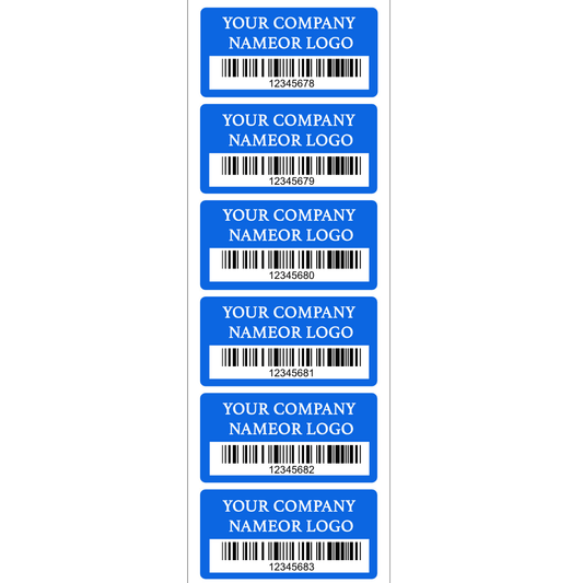 5,000 Custom Printed Two Colors Asset Identification Tags 2" x 1" (51mm x 25mm) >Click on item details to customize.