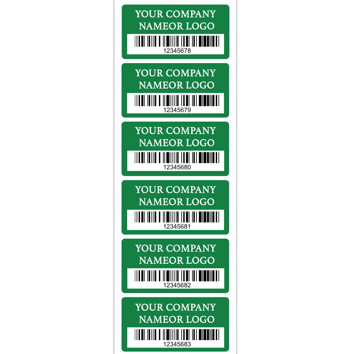 10,000 Custom Printed Two Colors Asset Identification Tags 2" x 1" (51mm x 25mm) >Click on item details to customize.