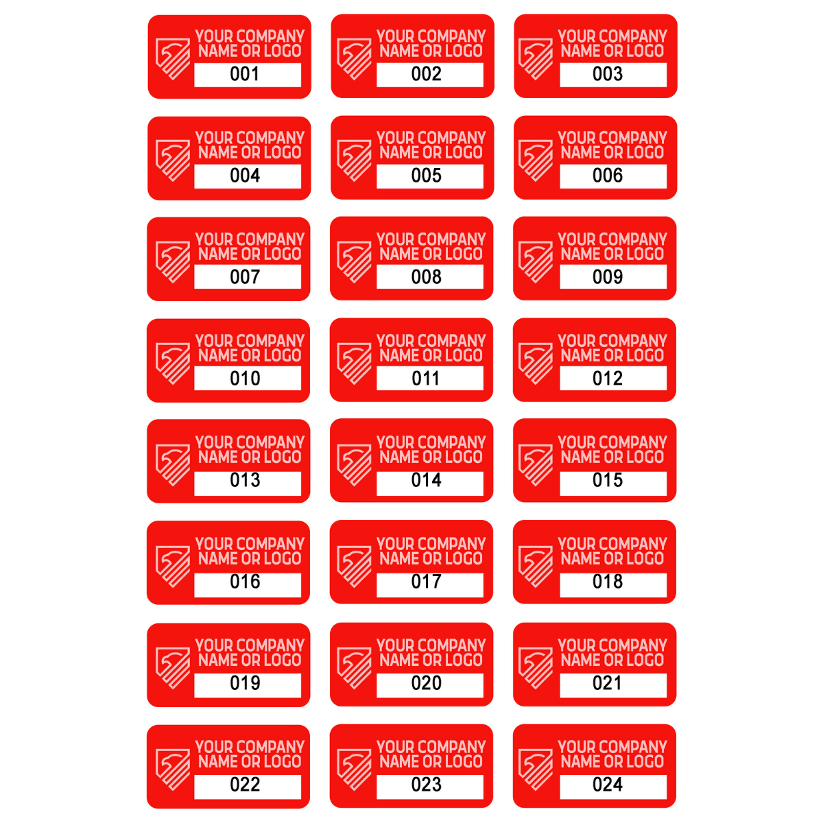 10,000 Custom Printed Two Colors Asset Identification Tags 1" x 0.5" (25mm x 13mm) >Click on item details to customize.