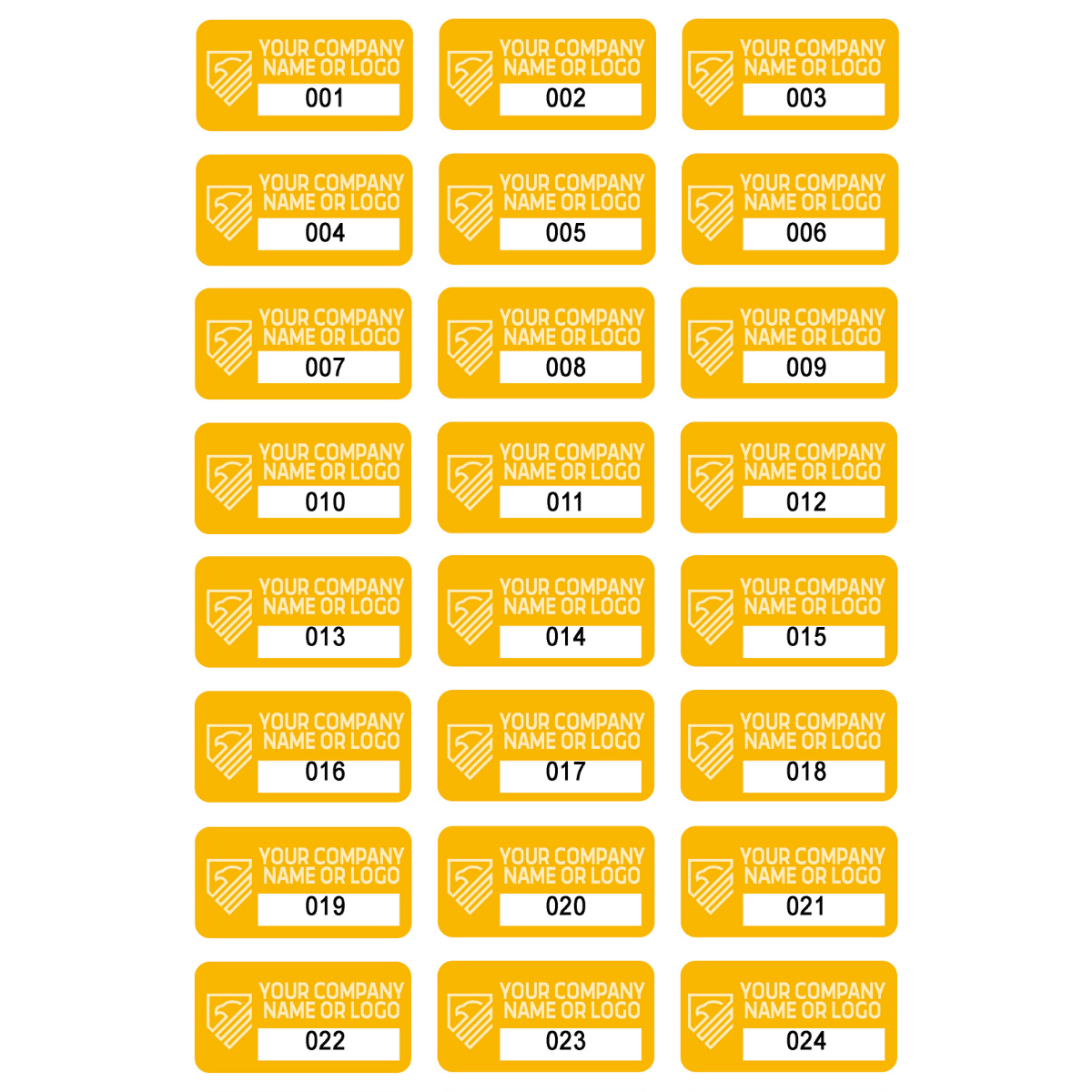 10,000 Custom Printed Two Colors Asset Identification Tags 1" x 0.5" (25mm x 13mm) >Click on item details to customize.