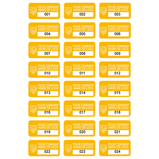 2,000 Custom Printed Two Colors Asset Identification Tags 1" x 0.5" (25mm x 13mm) >Click on item details to customize.