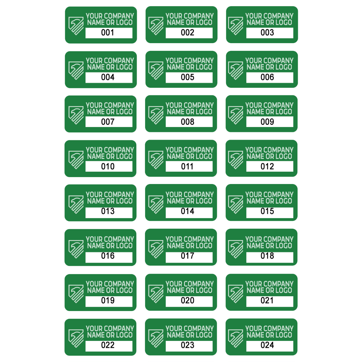 10,000 Custom Printed Two Colors Asset Identification Tags 1" x 0.5" (25mm x 13mm) >Click on item details to customize.
