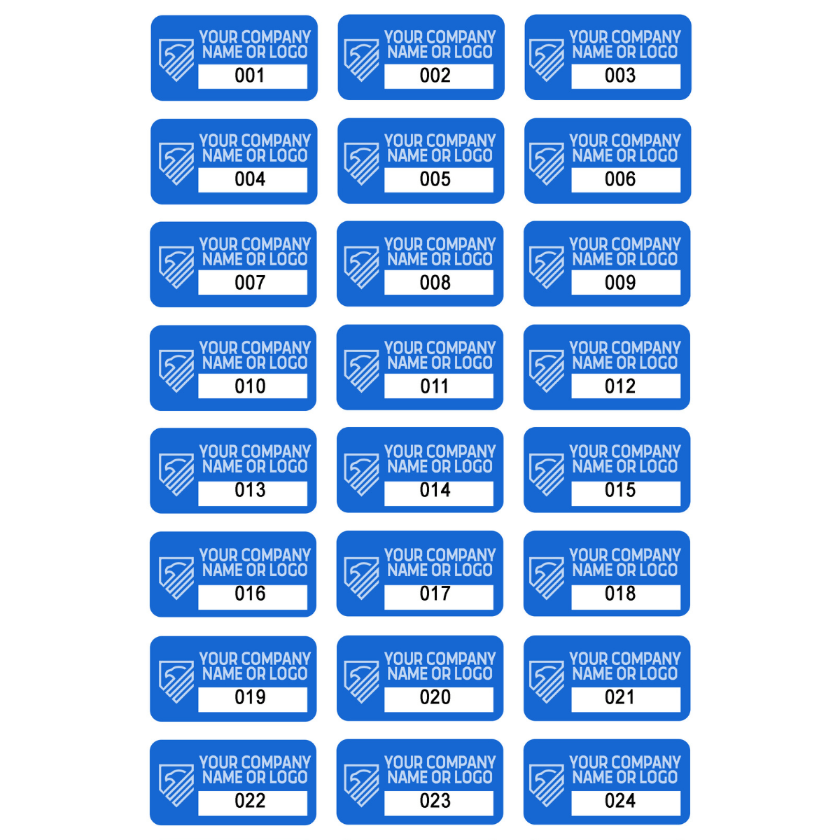 10,000 Custom Printed Two Colors Asset Identification Tags 1" x 0.5" (25mm x 13mm) >Click on item details to customize.
