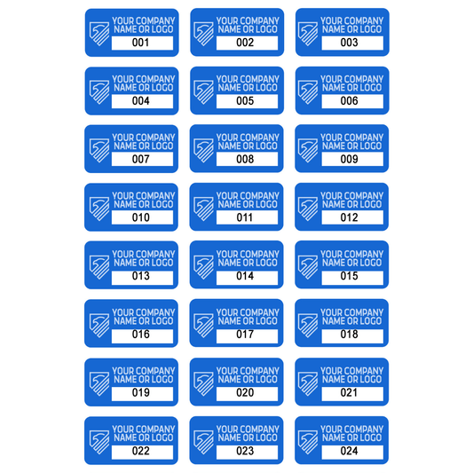 5,000 Custom Printed Two Colors Asset Identification Tags 1" x 0.5" (25mm x 13mm) >Click on item details to customize.