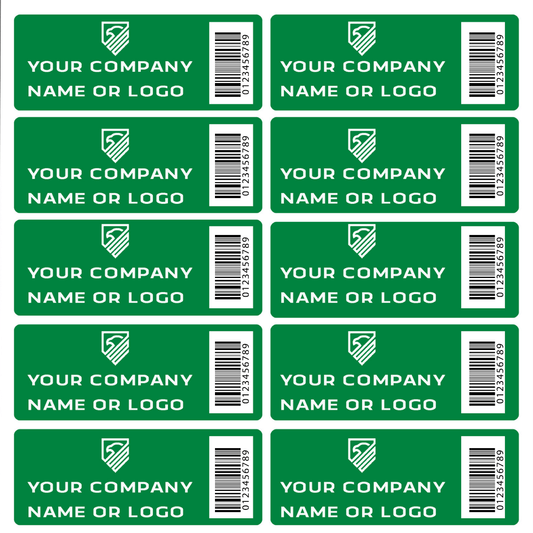 10,000 Custom Printed Two Colors Asset Identification Tags 1.5" x 0.6" (38mm x 15mm) >Click on item details to customize.