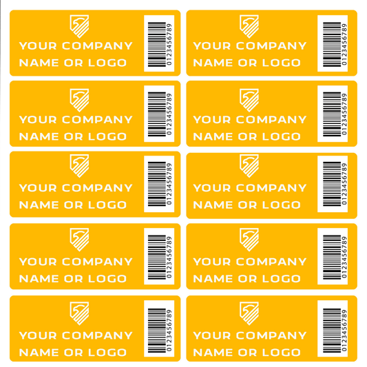 2,000 Custom Printed Two Colors Asset Identification Tags 1.5" x 0.6" (38mm x 15mm) >Click on item details to customize.