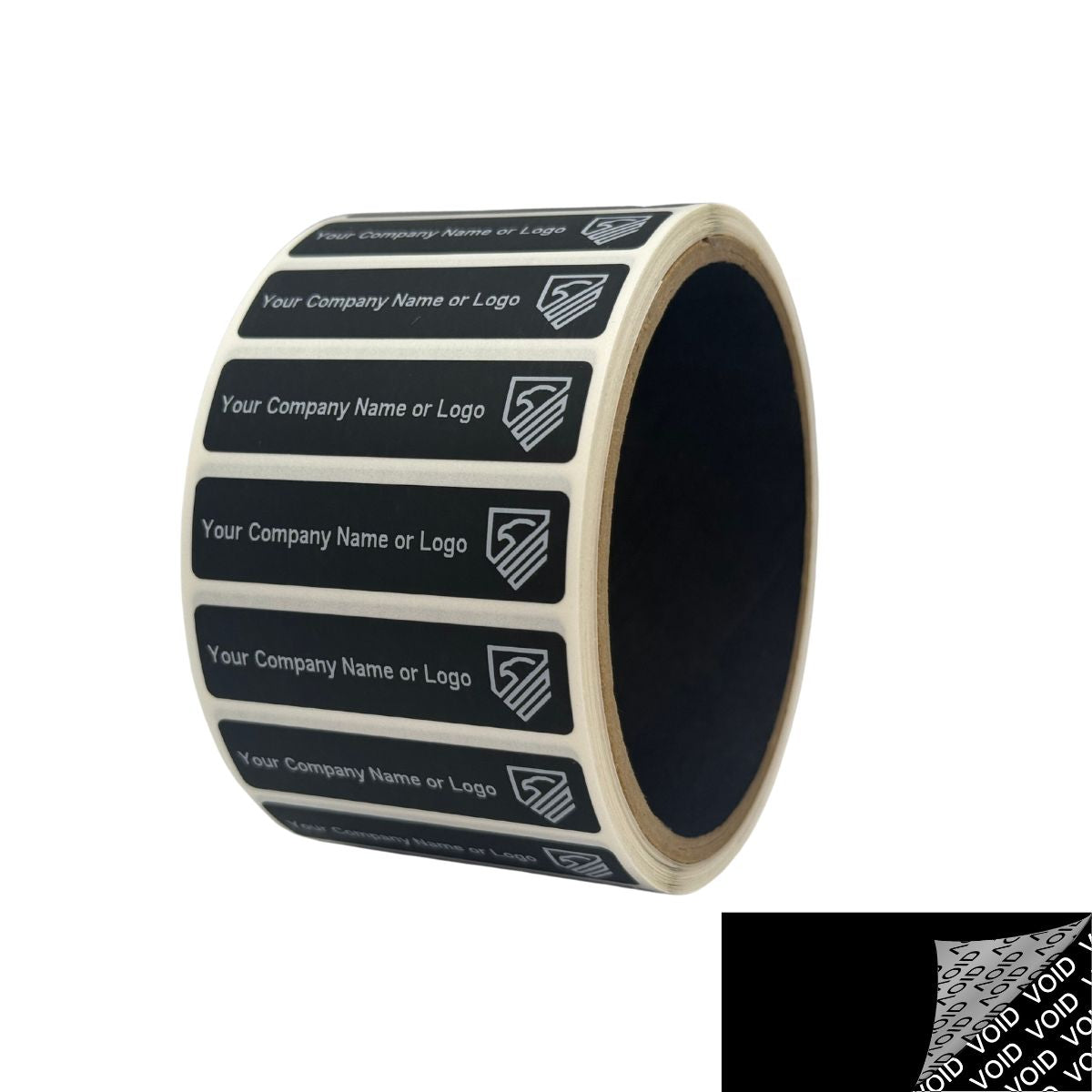 2,000 Black TamperColor® Tamper Evident Security Label Seal Sticker, Rectangle 2" x 0.5" (51mm x 13mm). Custom Print. >Click on item details to customize it.