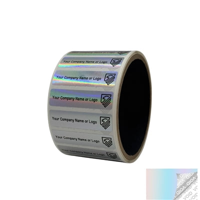 5,000 Rainbow TamperColor® Tamper Evident Security Label Seal Sticker, Rectangle 2" x 0.5" (51mm x 13mm). Custom Print. >Click on item details to customize it.
